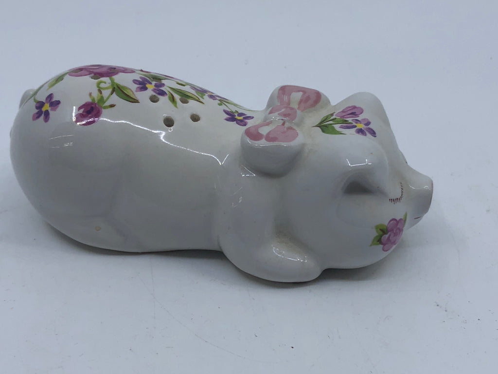 SMALL PINK + PURPLE PIG POTPOURRI HOLDER.