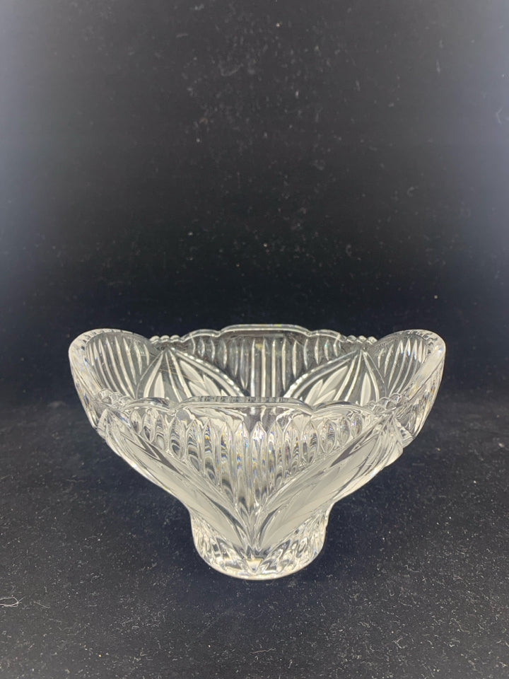 CUT GLASS OVAL CANDY DISH.