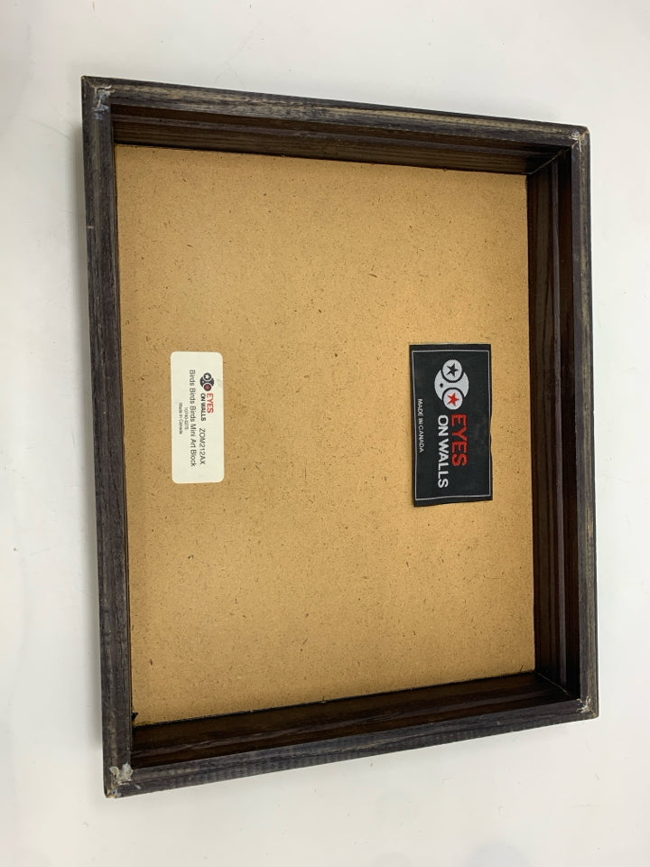 BIRDS AND HANDS WOOD BLOCK SIGN.