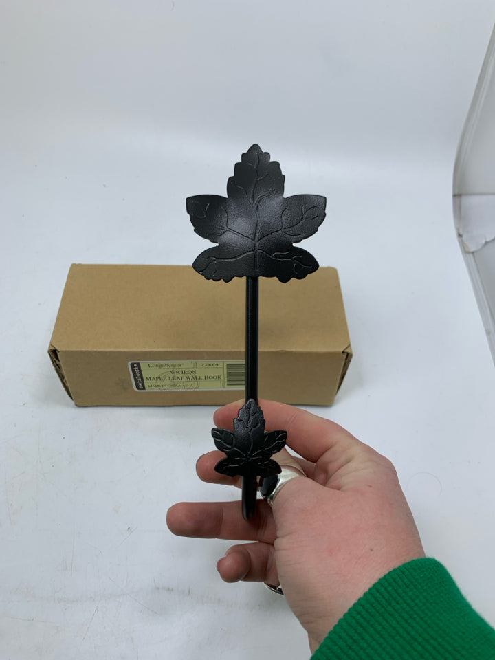 NIB WROUGHT IRON WALL HOOK MAPLE LEAF #72664.