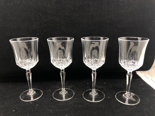 4 CUT GLASS BOTTOM WINE GLASSES.