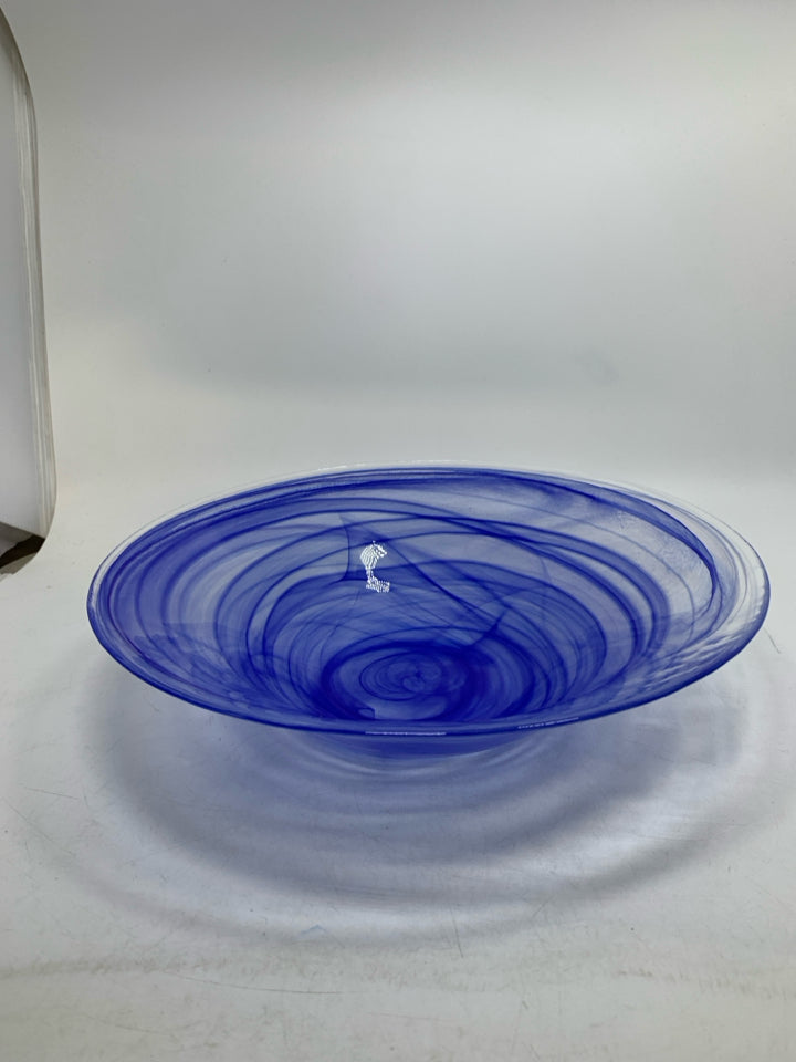 BLUE SWIRL GLASS BOWL.