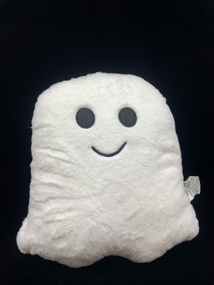 WHITE FUZZY GHOST PILLOW.