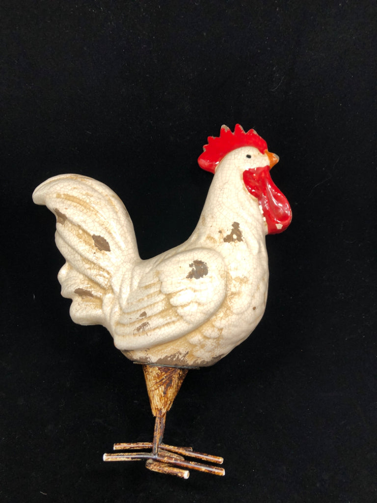 DISTRESSED ROOSTER FIGURINE.