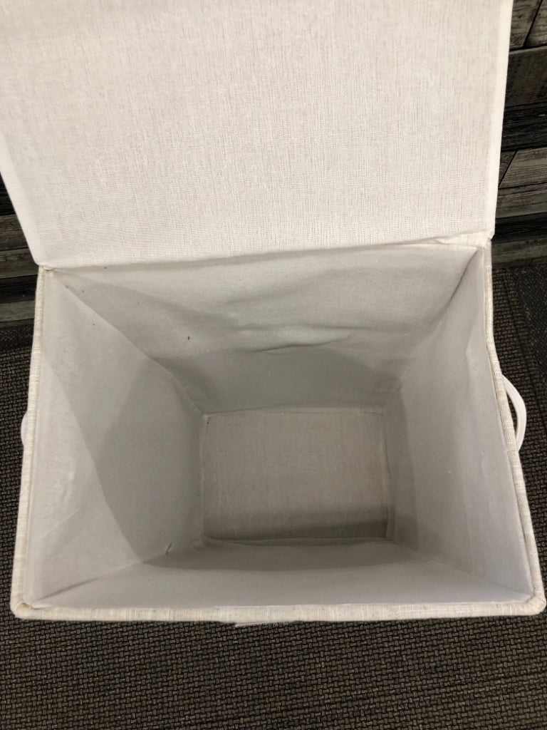 WHITE CLOTH HAMPER W/ VELCRO LID LAUNDRY CO.