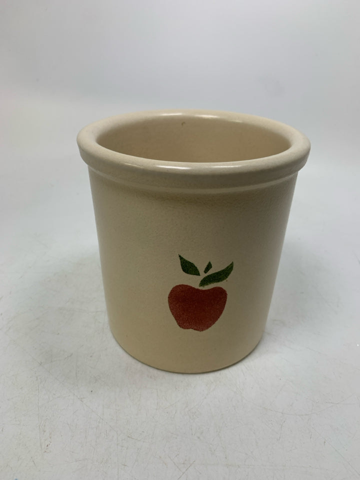 PAINTED APPLE UTENSIL CROCK.