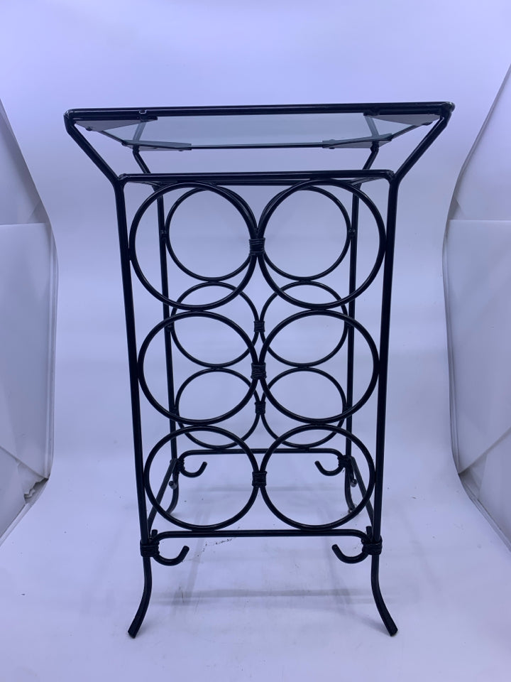 SMALL WINE RACK W GLASS TOP.