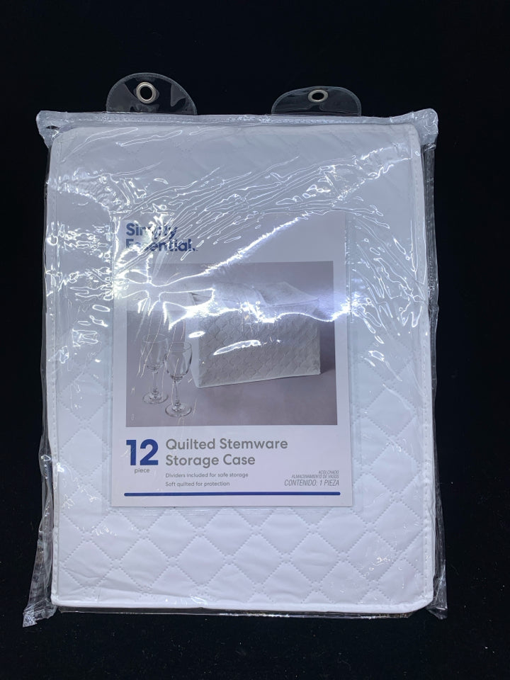 NIP 12 QUILTED STEMWARE STORAGE CASE WHITE.
