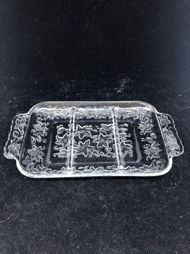 VTG RECTANGLE FLORAL PATTERN DIVIDED SERVER.