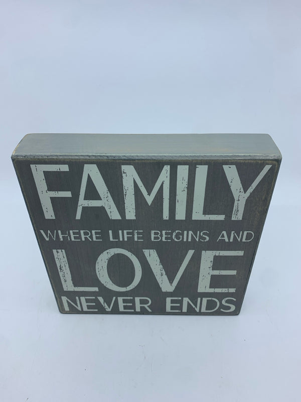 FAMILY- FAMILY BEGINS BLOCK SIGN.