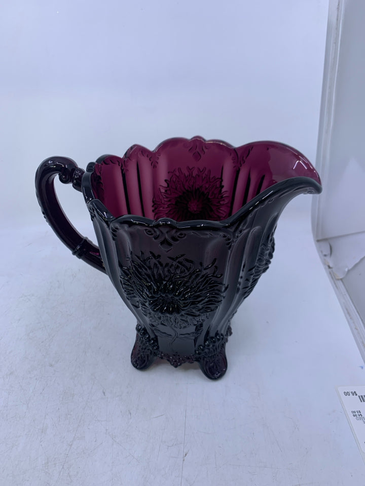 FOOTED DARK PURPLE W/ EMBOSSED SUNFLOWERS.