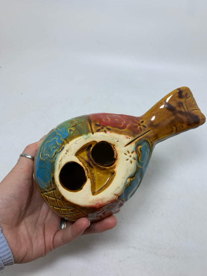 LARGE COLORFUL CERAMIC CHICKADEE.