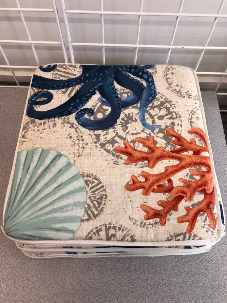 4 NAUTICAL SEAT CUSHIONS.