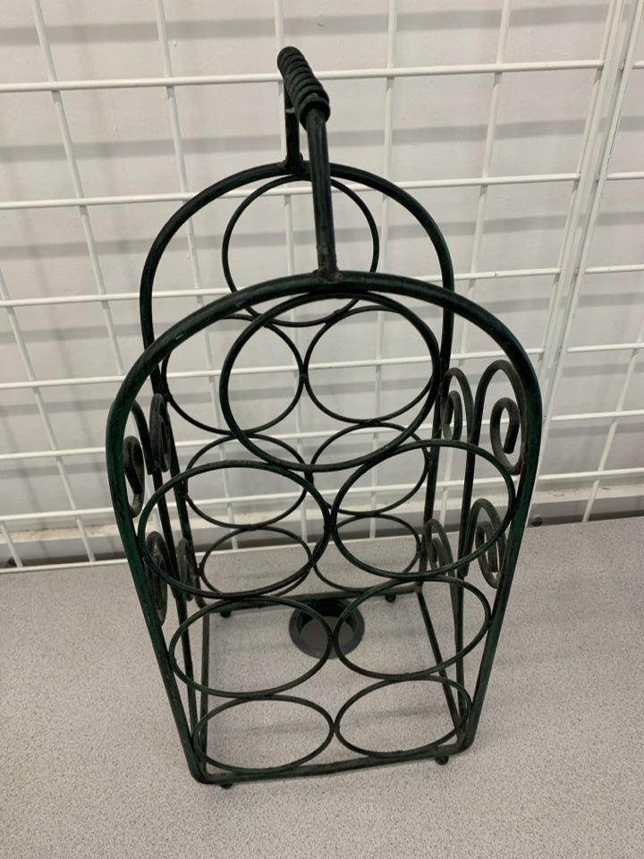 7 SECTION METAL DISTRESSED WINE HOLDER.