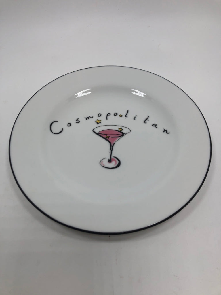 4 POTTERY BARN MARTINI PLATES.