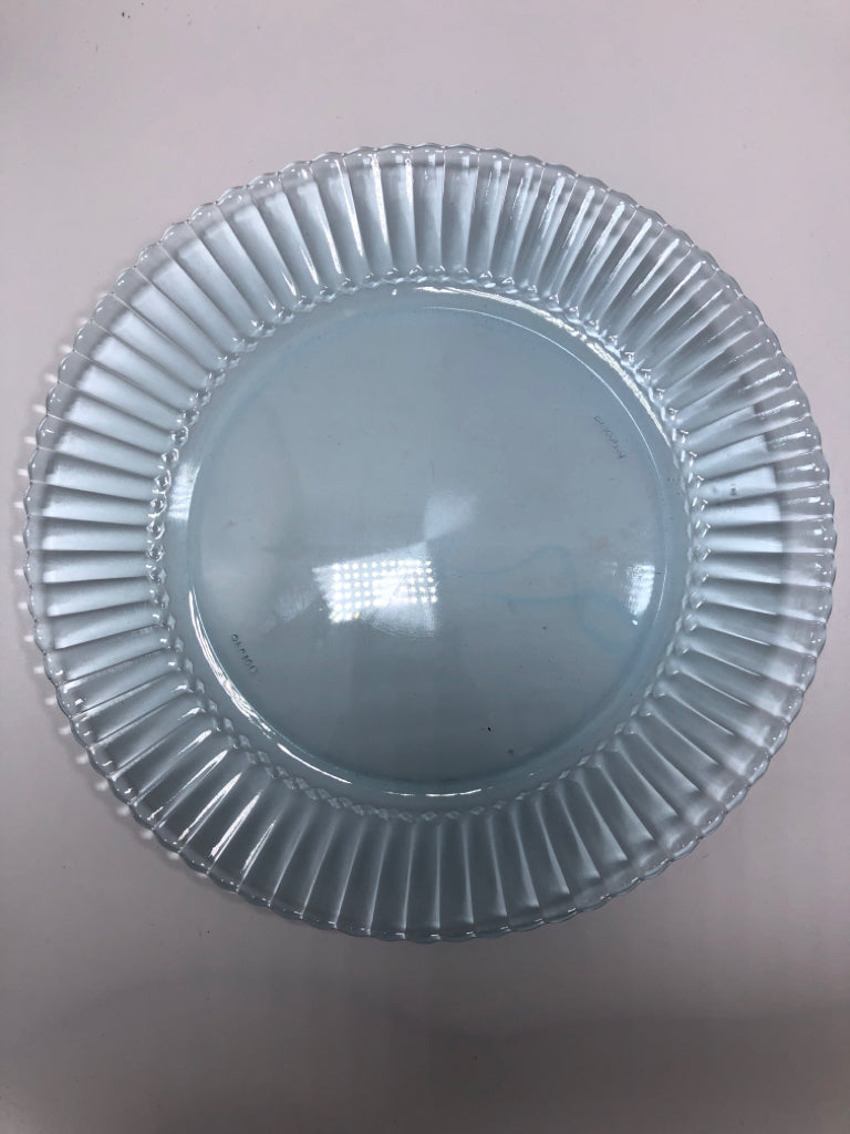 20PC LIGHT BLUE GLASS RIBBED DINNER SET SRVC FOR 4.