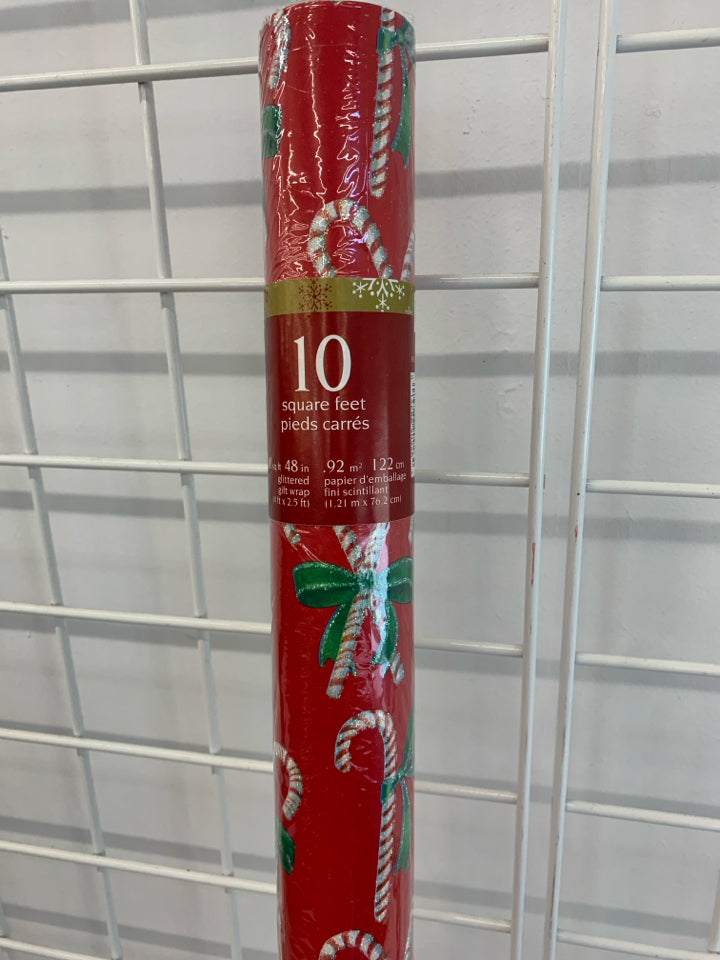 GLITTER CANDY CANE WRAPPING PAPER PAPER.
