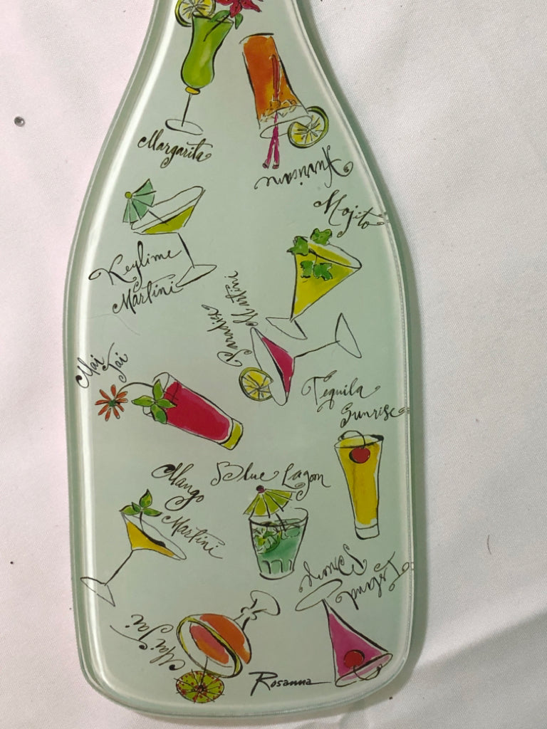 COCKTAILS GLASS WINE BOTTLE CUTTING BOARD.