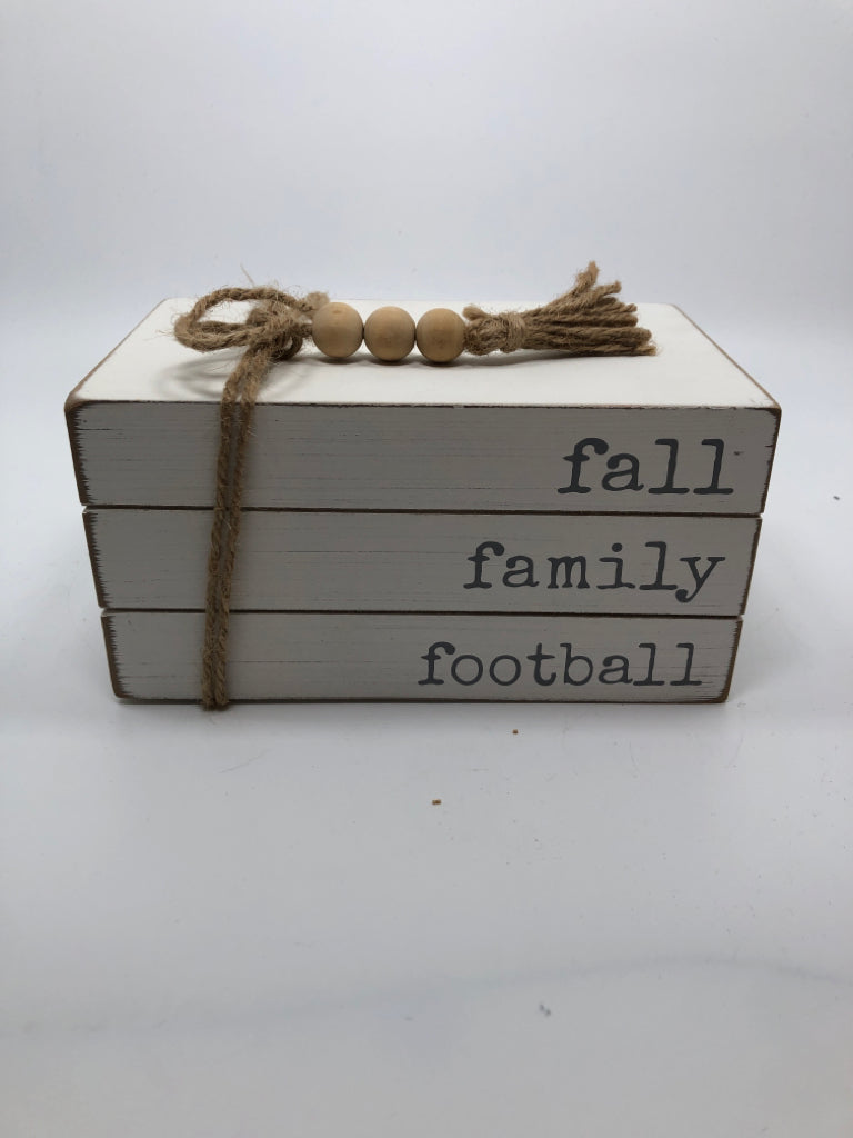 STACKED BOOK DECOR 'FALL FAMILY AND FOOTBALL'.