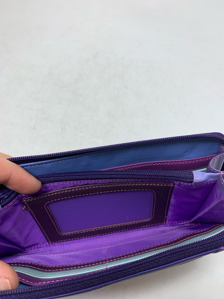 Large Multi-colored Purples Full Zip Leather My Walit