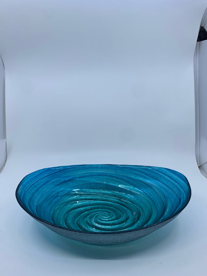 OVAL BLUE SHIMMER CENTERPIECE BOWL.