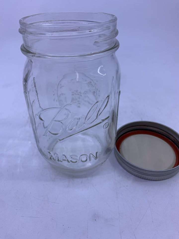 BALL MASON JAR W EMBOSSED FRUIT.