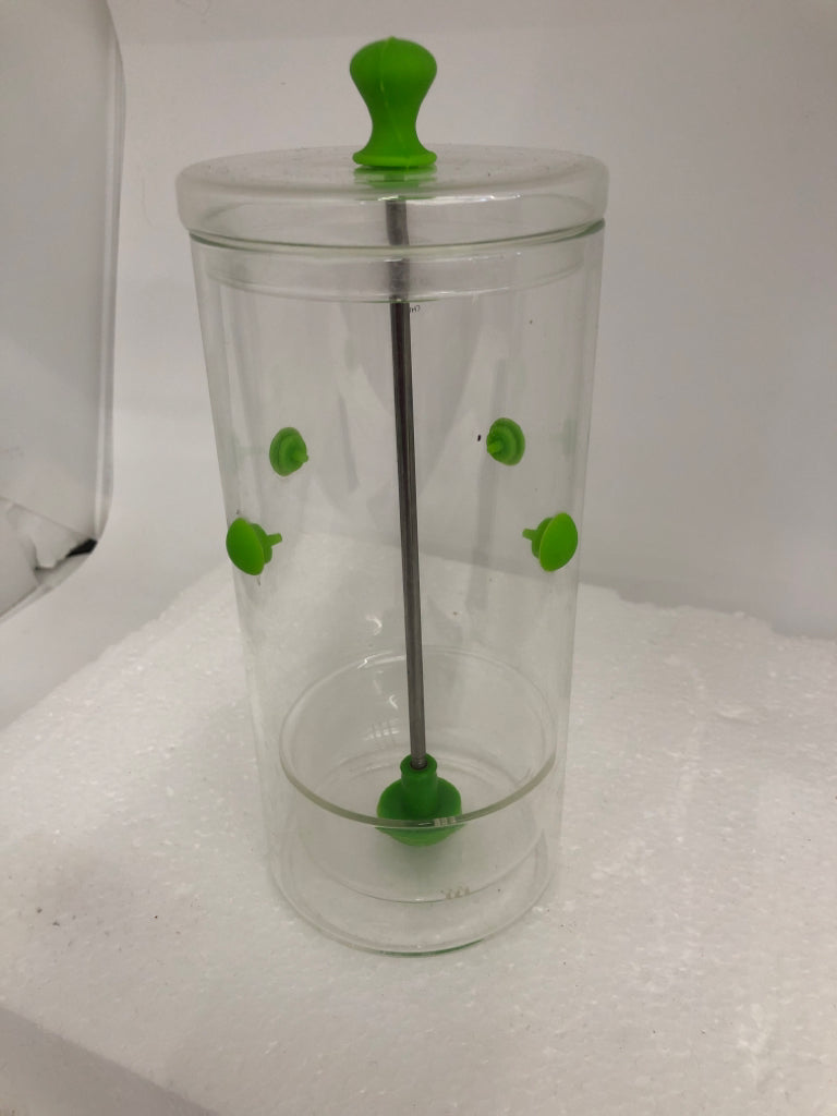GLASS HERB SAVER W/ GREEN RUBBER.