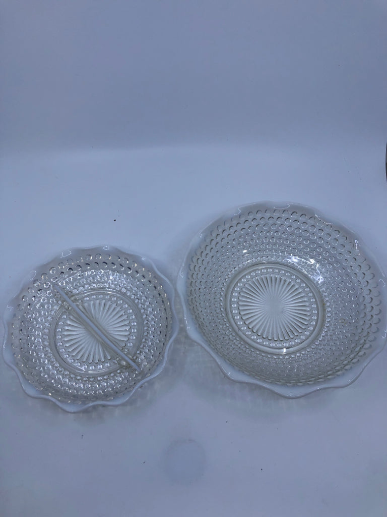 2 PC VTG HOBNAIL GLASS BOWL SET.