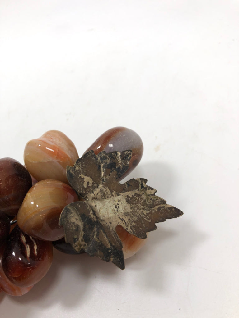ORANGE AGATE GRAPE DECOR W/METAL LEAF.