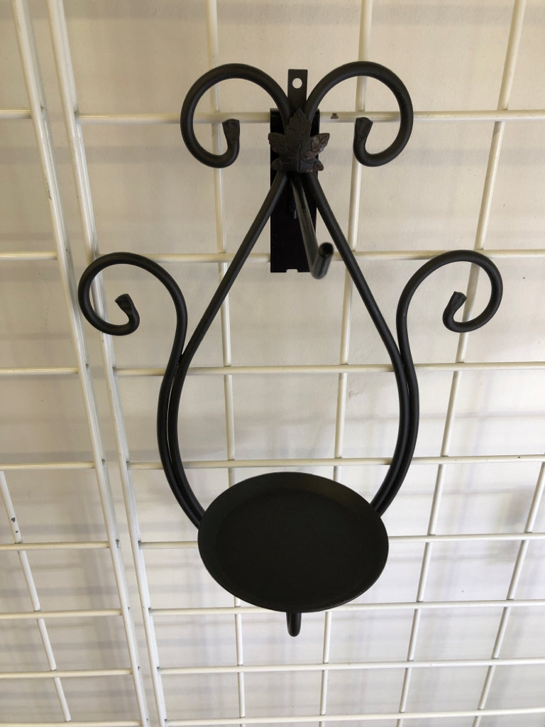 2 WROUGHT IRON CANDLE WALL HANGING SCONCES.
