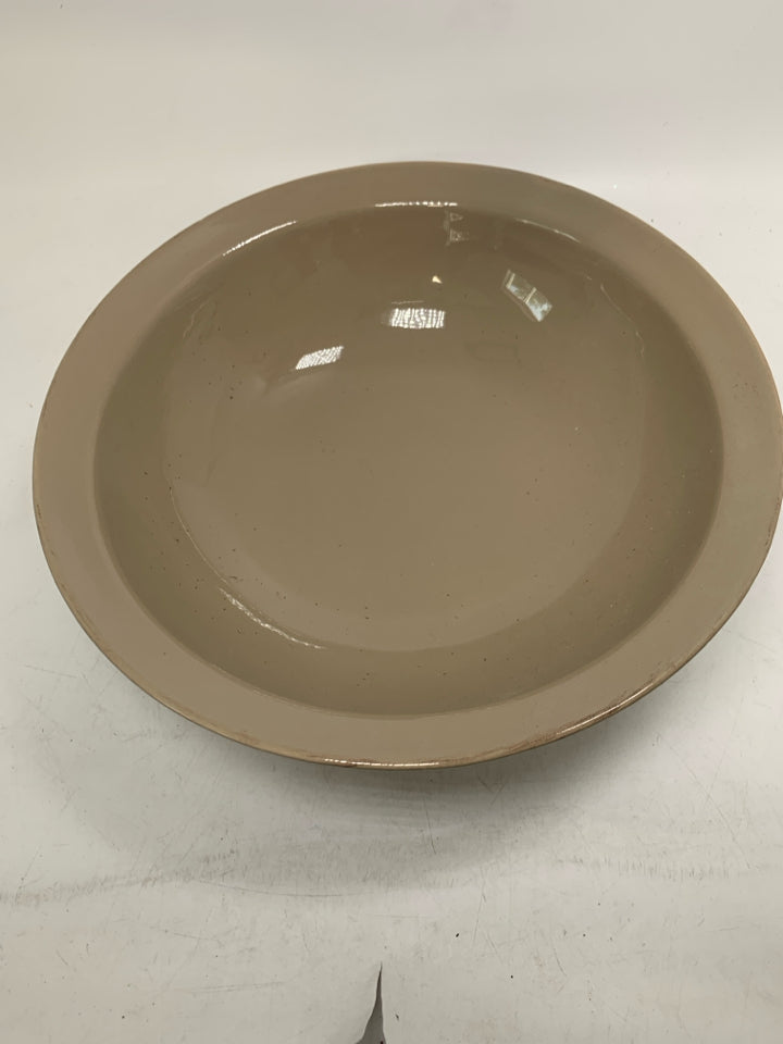 FOOTED CERAMIC BOWL W/ EMBOSSED DETAILS BEADED EDGE.