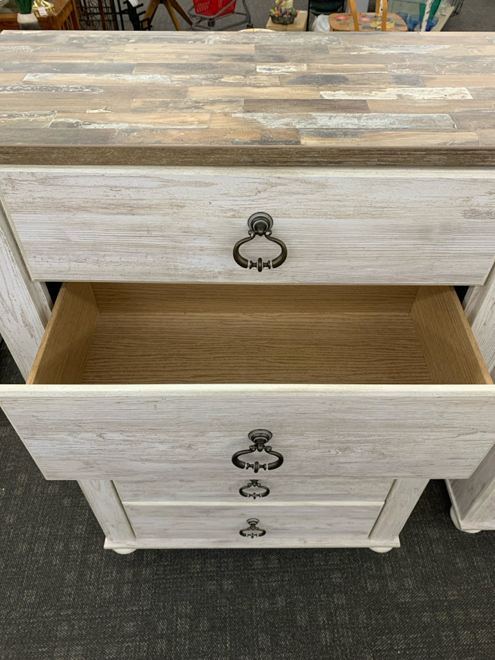 WILLOWTOWN TALL 5 DRAWER DRESSER.