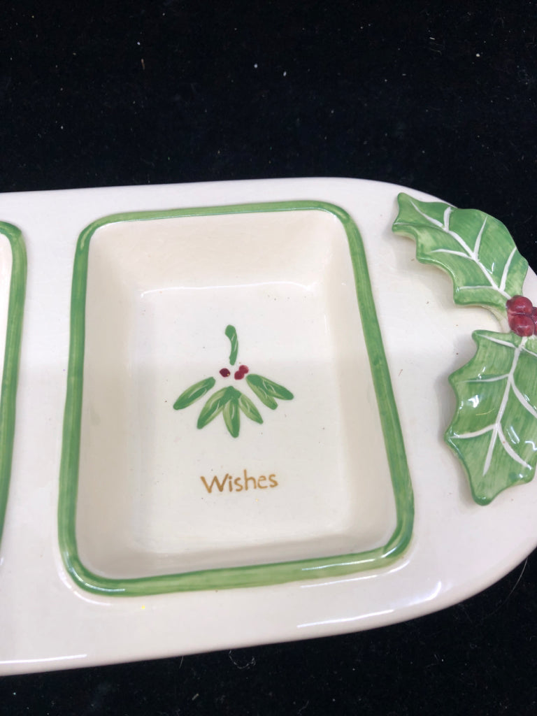 OVAL WARMEST WINTER WISHES DIVIDED SERVER W HOLLY.