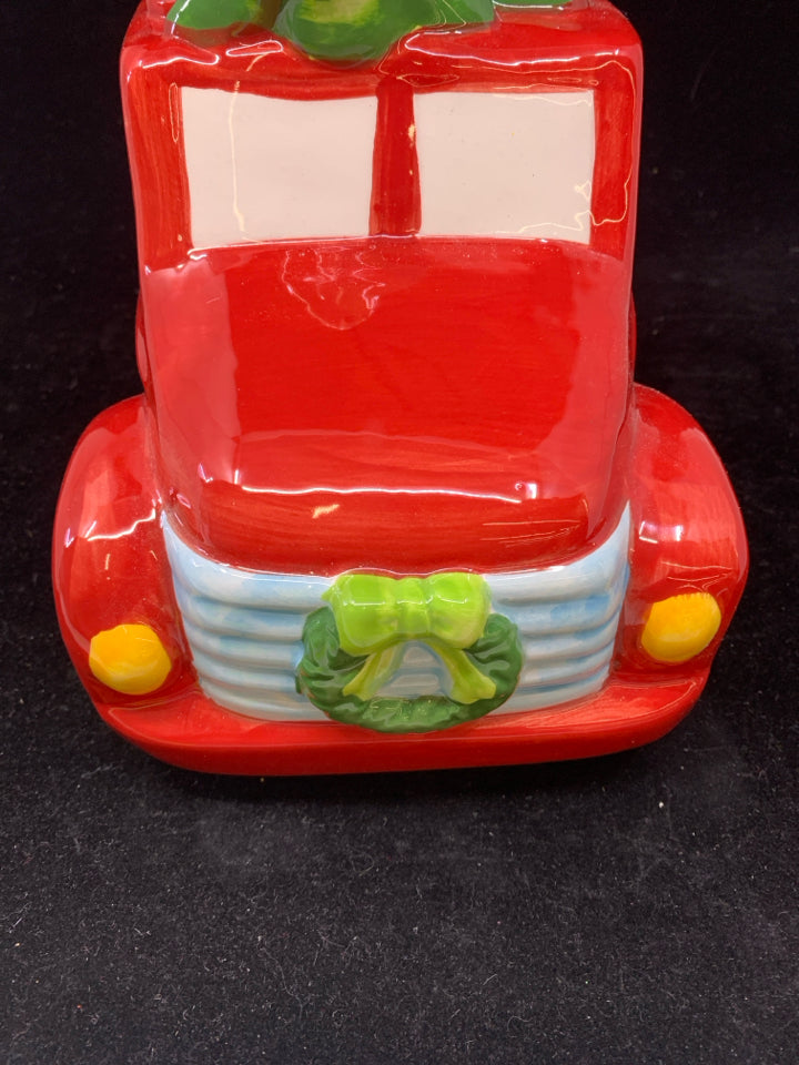 RED TRUCK, XMAS TREE COOKIE JAR.