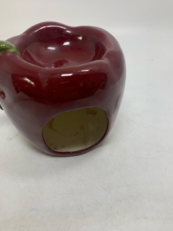 CERAMIC DARK RED APPLE TART WARMER.
