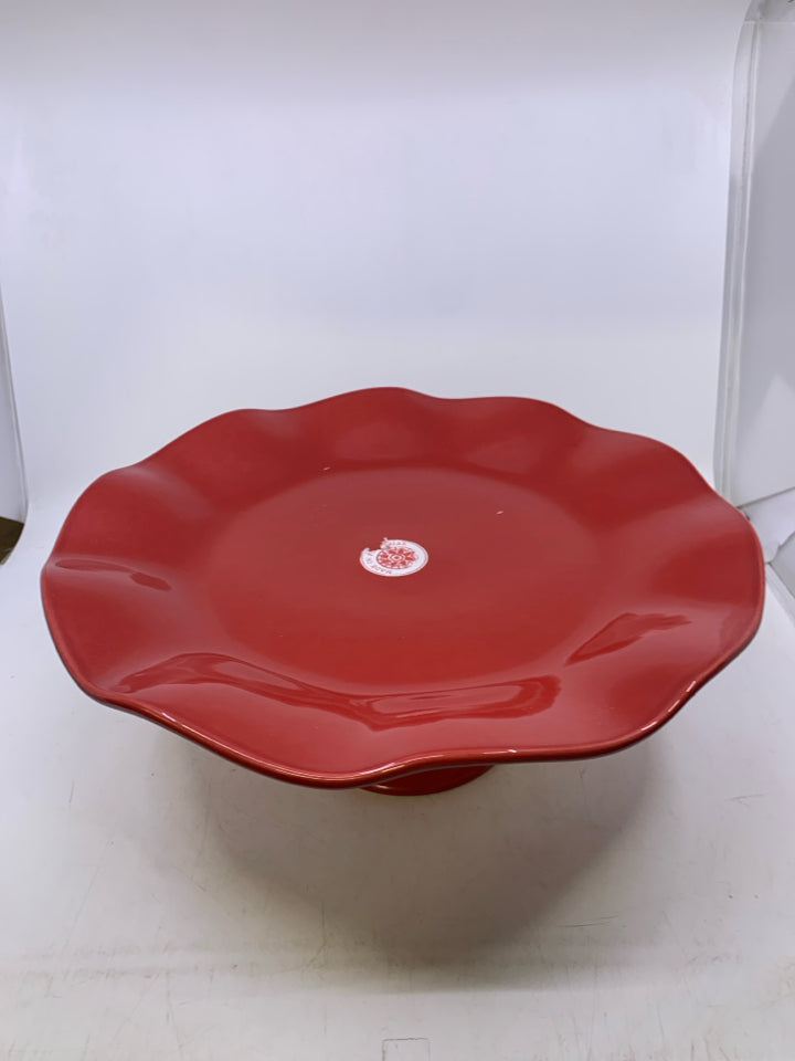 RED CERAMIC W/ WAVY EDGE.