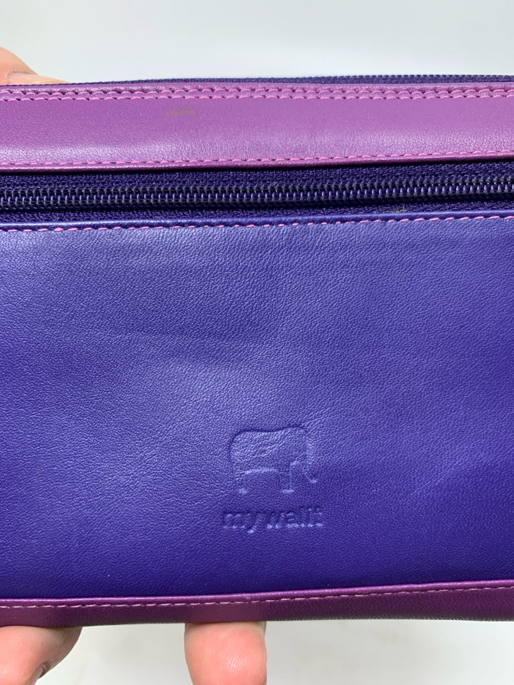 Large Multi-colored Purples Full Zip Leather My Walit