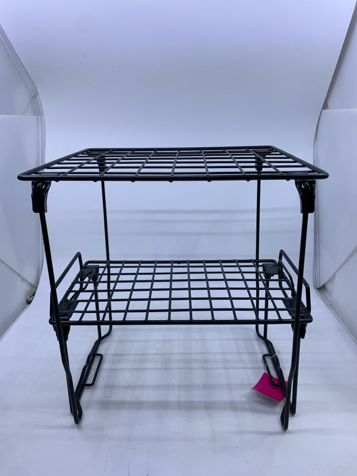 2 PC STACKING BLACK WIRE SHELF.