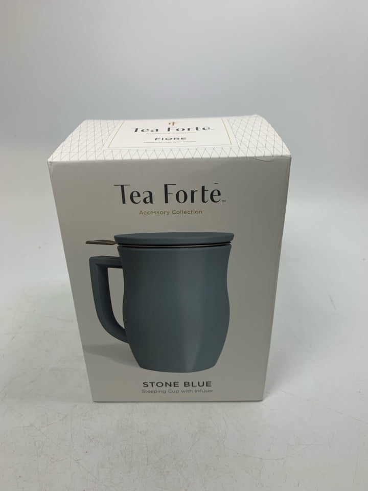 NIP TEA FORTE STONE BLUE STEEPING CUP W/ INFUSER.