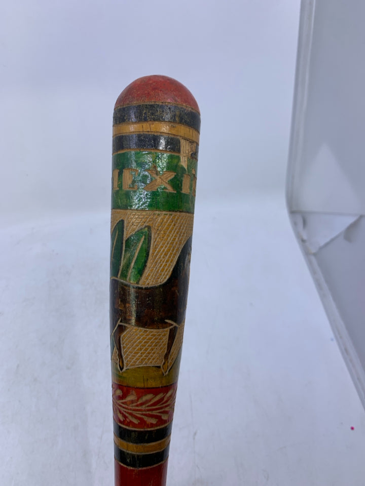 WOOD MEXICO CARVED BAT W/ DONKEY.