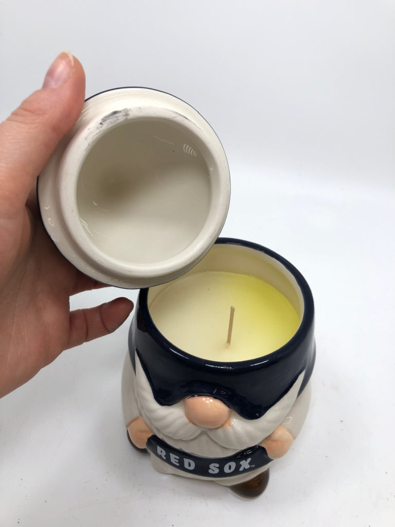 BOSTON RED SOX CERAMIC GNOME CANDLE W/LID.