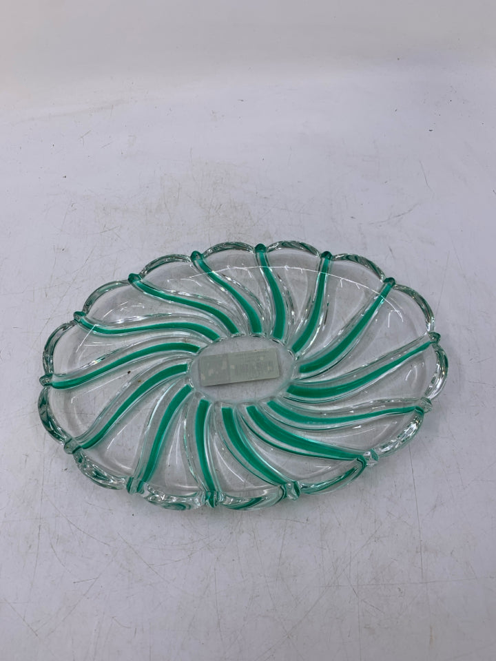SHALLOW OVAL PEPPERMINT GREEN SWEET DISH MIKASA.