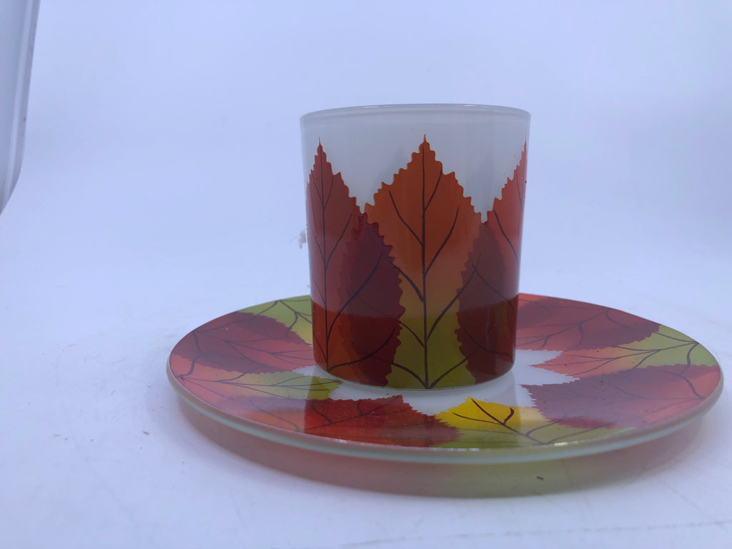 2PC FALL LEAVES CANDLE SET.