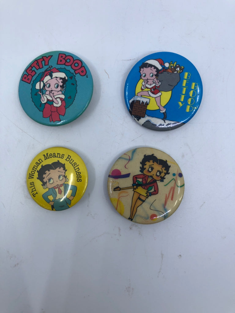 4 VARIETY BETTY BOOP PINS.