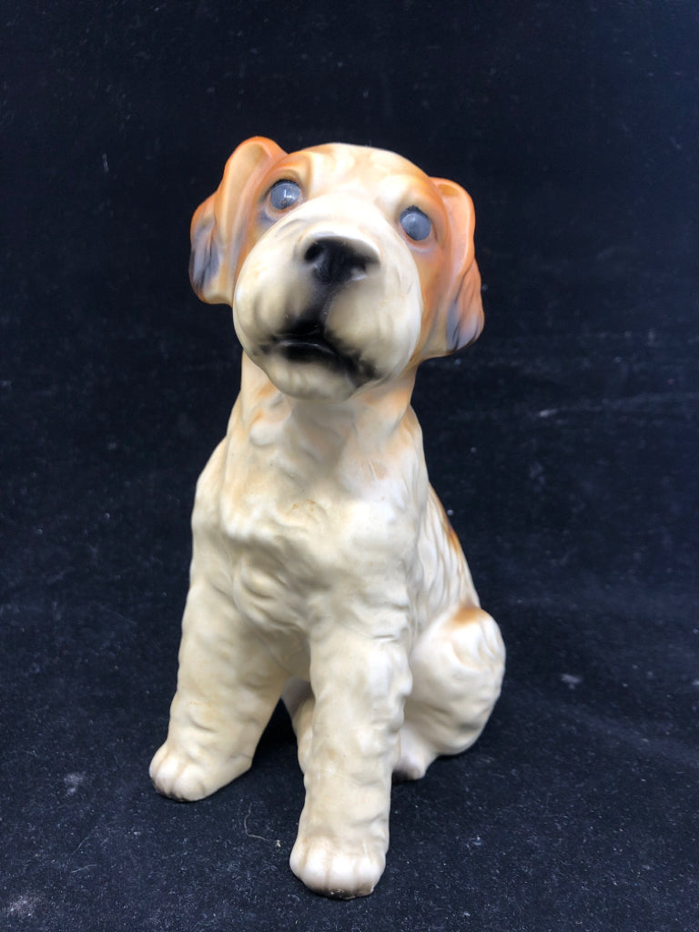 VTG BLACK ORANGE CERAMIC DOG FIGURE.