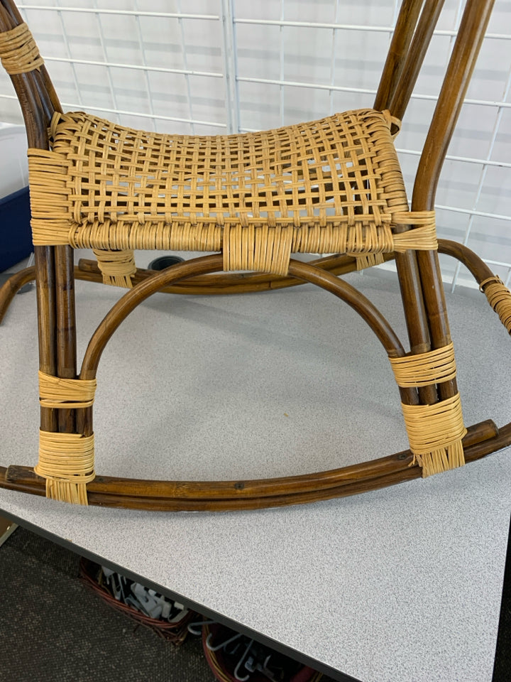 BAMBOO AND RATTAN CANE DECOR ROCKING HORSE.