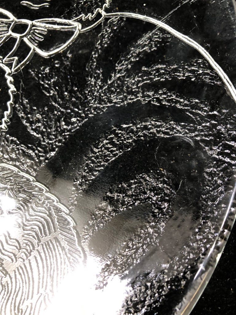 GLASS CAT SERVING TRAY.