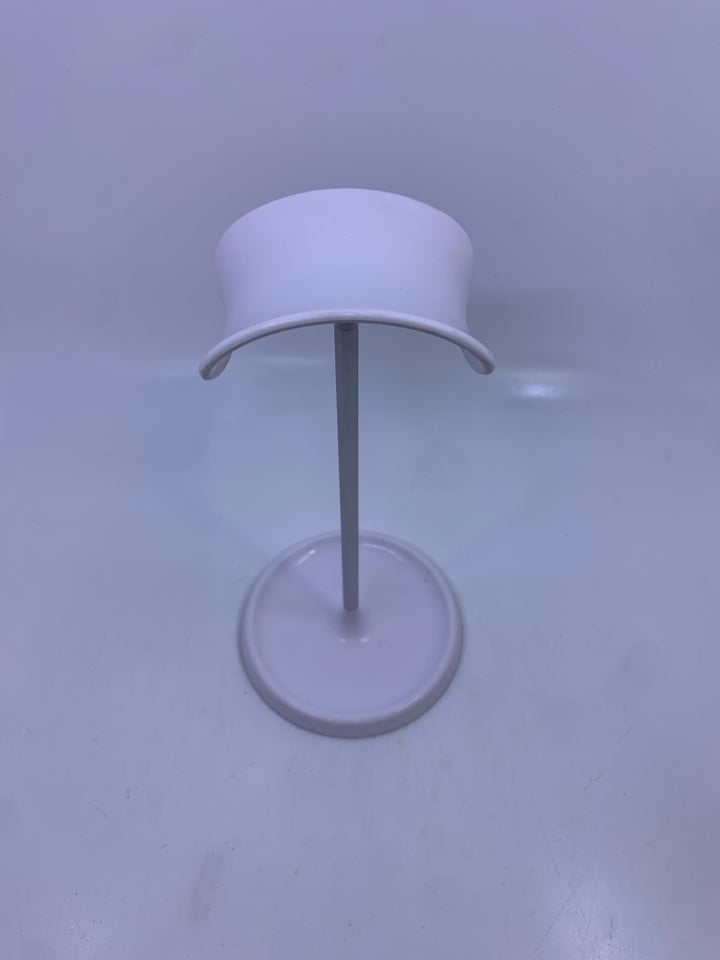 WHITE PLASTIC GAMING HEADSET HOLDER.