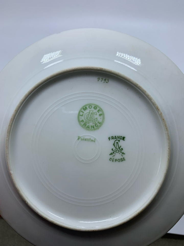 6 VTG PINK FLOWERS DESSERT PLATES.