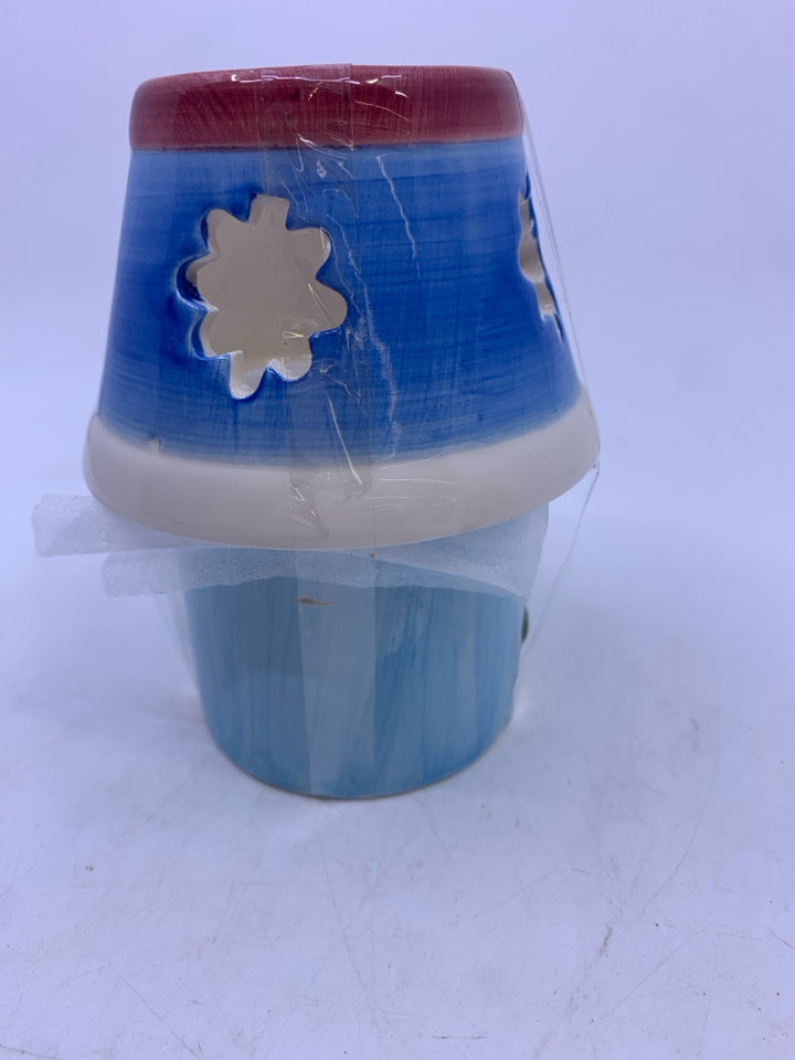2PC SNOWMAN CANDLE HOLDER.